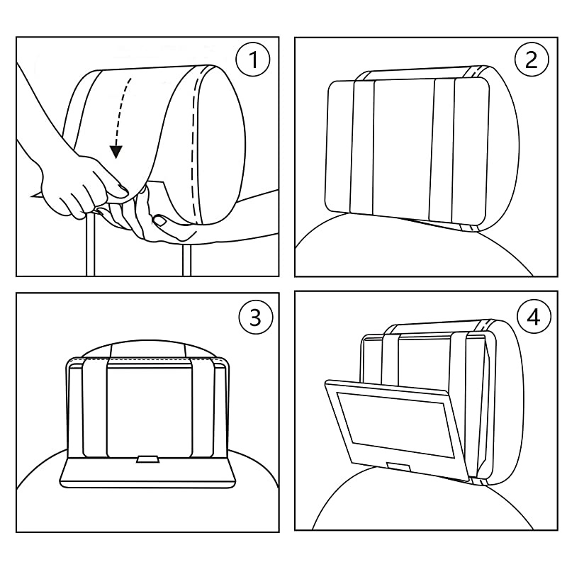 Portable DVD Player headrest Mount for Swivel and flip Style Portable DVD Player from 7 to 11 inch - Black