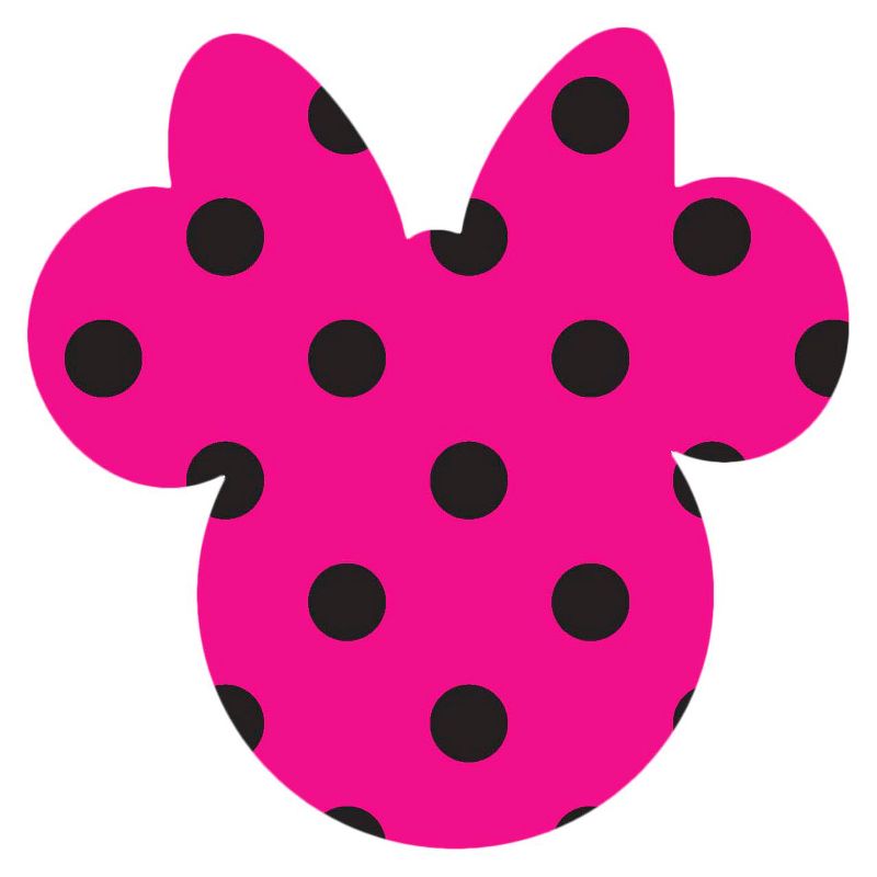 Disney Minnie Ears Small, Pink with black dots, Adhesive Printed Burlap, Pack of 6