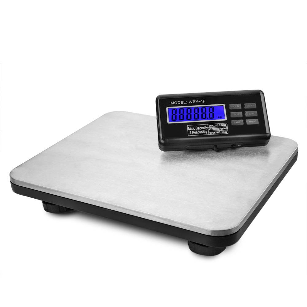 Industrial Digital Shipping Postal Scales, Max Weight 200KG 440lb w/ LCD Backlight Display & AC Adapter, Heavy Duty Stainless Steel Platform for Medium to Small Packages Parcel Small Pet Puppy