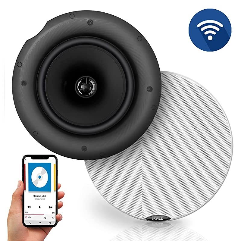 Pair 65 Bluetooth Universal Flush Mount inWall inCeiling 2Way Speaker System Dual Polyprone Cone amp Polymer Tweeter Stereo Sound 300 Watts PDICBT67