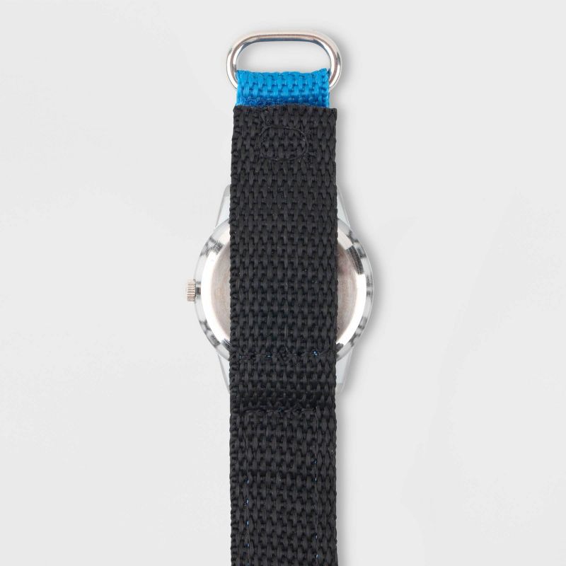 Kids' Red Balloon Dinosaur Plastic Time Teacher Hook and Loop Nylon Strap Watch - Blue