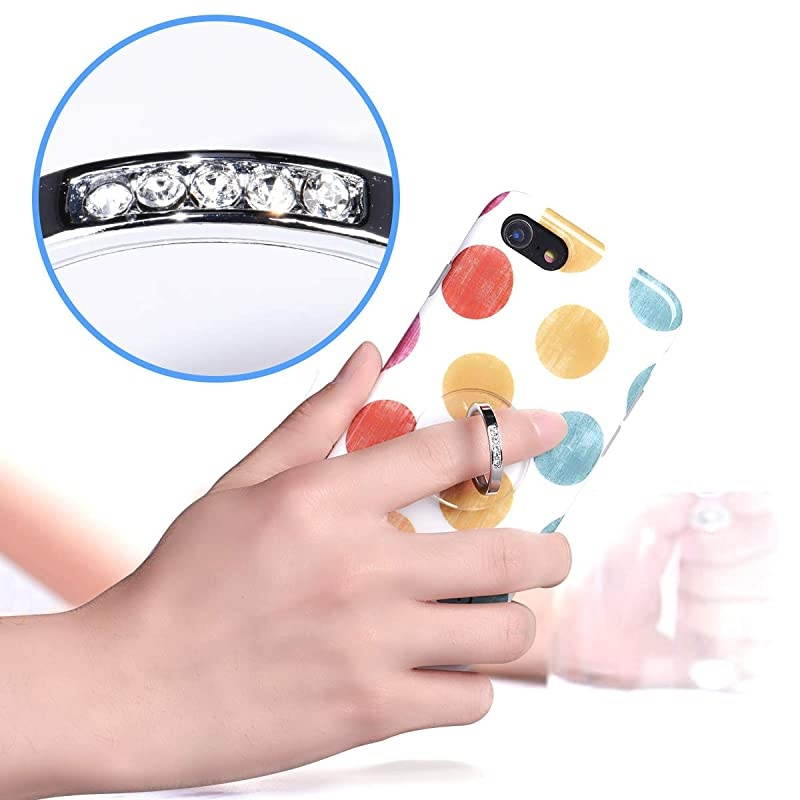 Transparent Phone Ring Stand Holder  Cell Phone Ring Holder Finger Grip 360 Degree Rotation 2 Silver Diamond