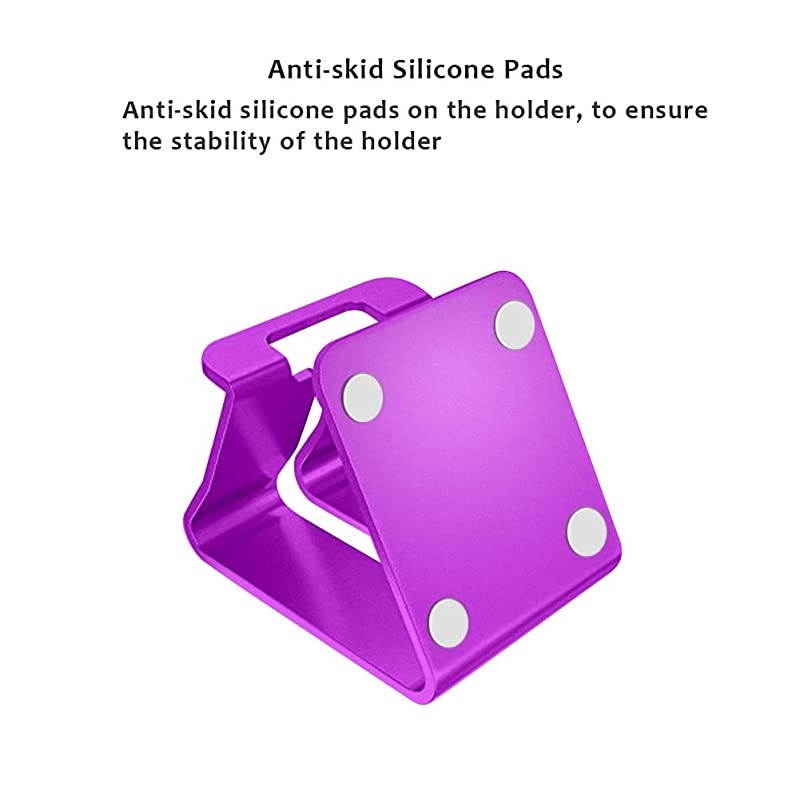 Cell Phone Stand Universal Portable Aluminum Desktop Charger Mount Holder Metal Tablets Dock Cradle for iPhone 11 X 8 7 6 Samsung Galaxy s10 9 All Smartphone Purple