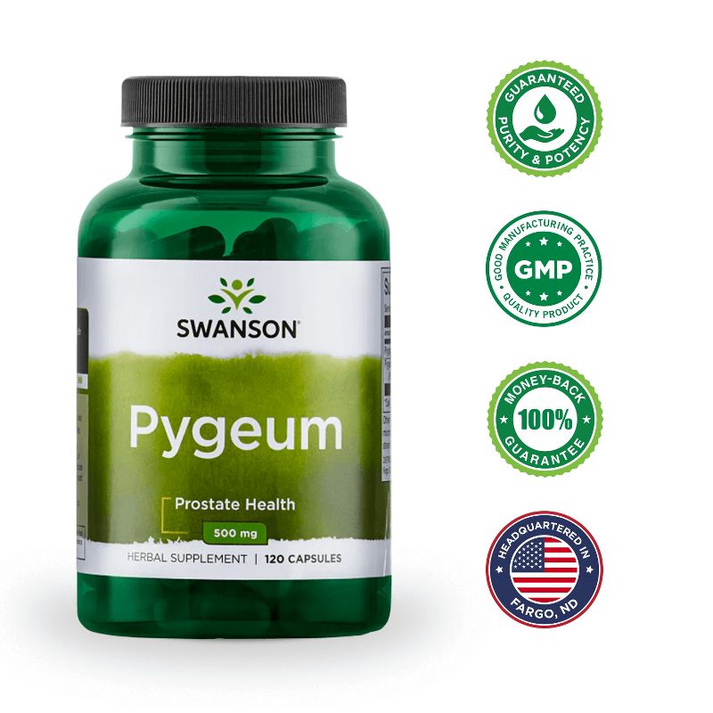 Swanson Pygeum Bark & Extract Capsules, 500 mg, 120 Count