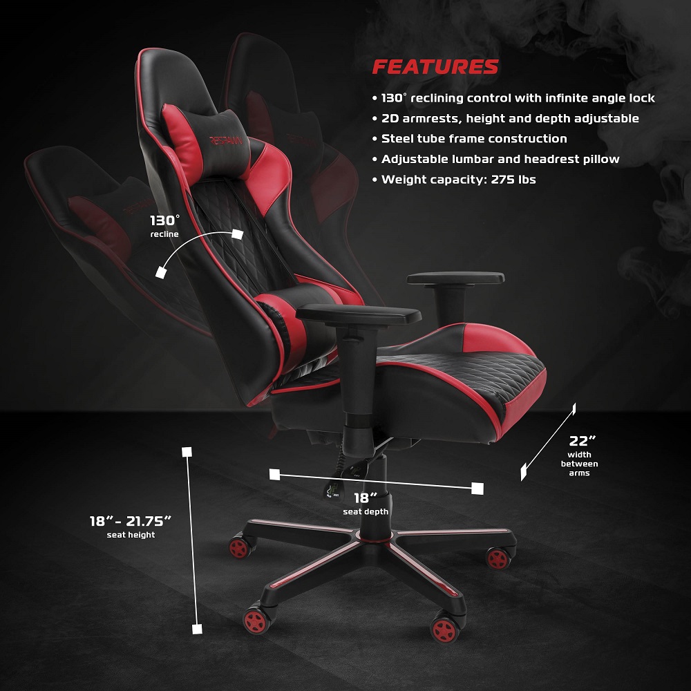 RESPAWN 100 Racing Style Gaming Chair, in Red (RSP-100-RED)
