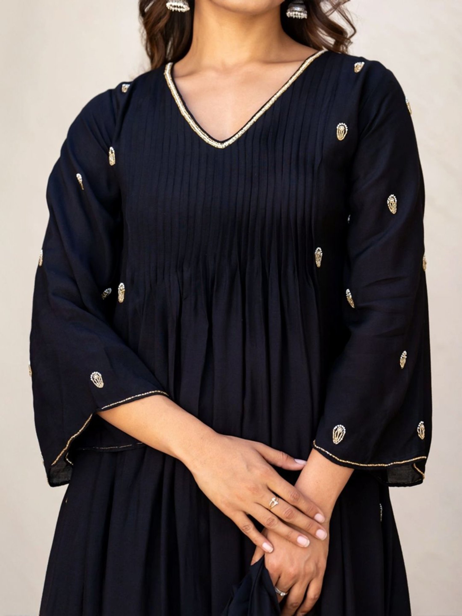 HOUSE OF JAMOTI Black Embellished Kurta Pant Set With Dupatta