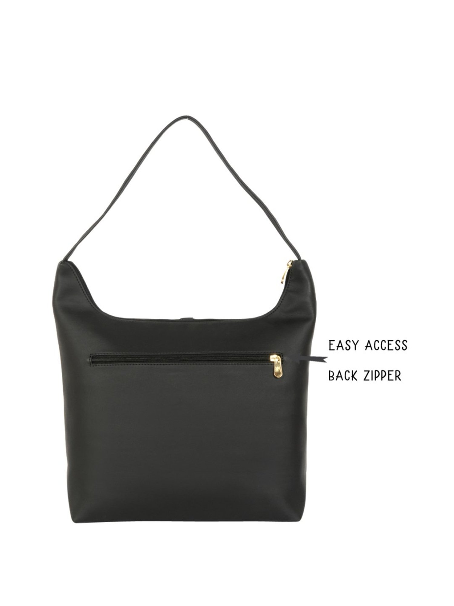 Baggit Black Solid Medium Hobo Handbag