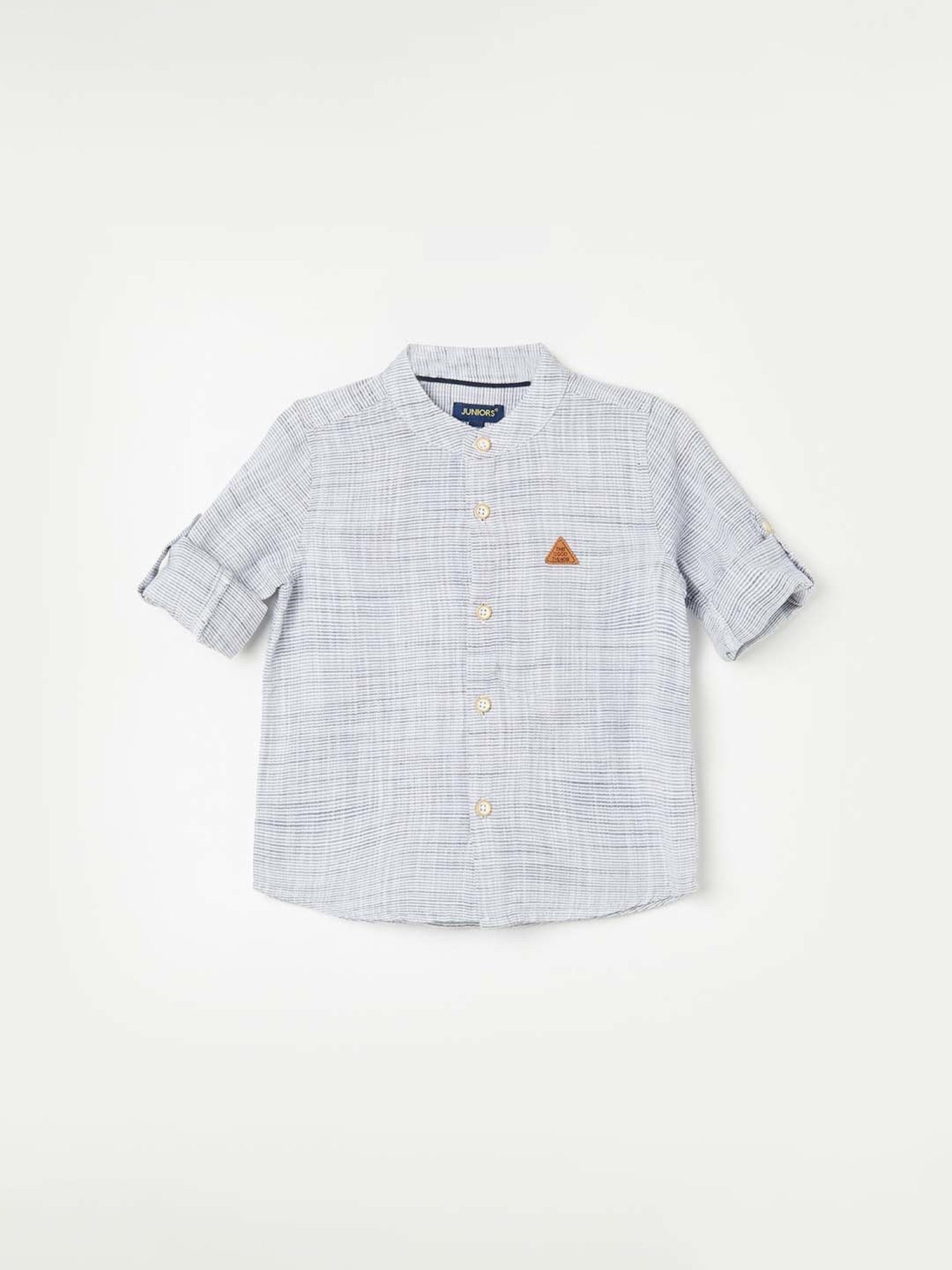 Juniors by Lifestyle Kids Blue Cotton Self Pattern Full Sleeves Shirt