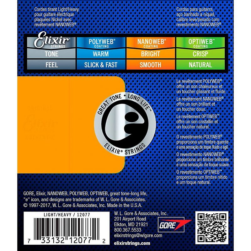 Elixir Light Top/Heavy Bottom Nanoweb Electric Guitar Strings 2 Pack