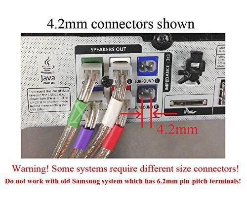 6 Home Theater Speaker Wires/Cables / Cords for Select Sony Samsung Pioneer Toshiba etc. 6 PCs; Total 86ft; 4.2mm Connector (Plug); 18 AWG Wire;