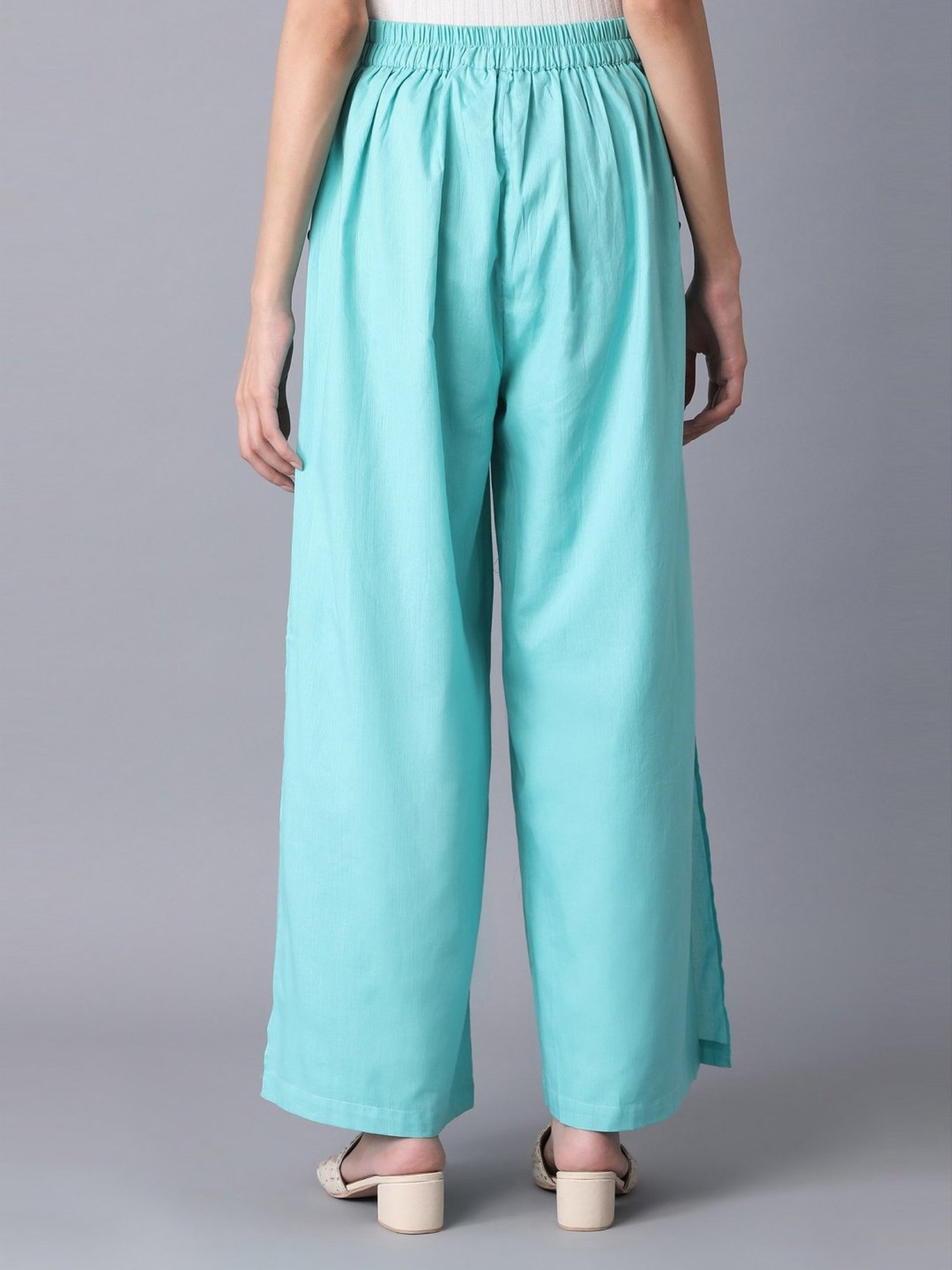 Elleven Turquoise Cotton Palazzos