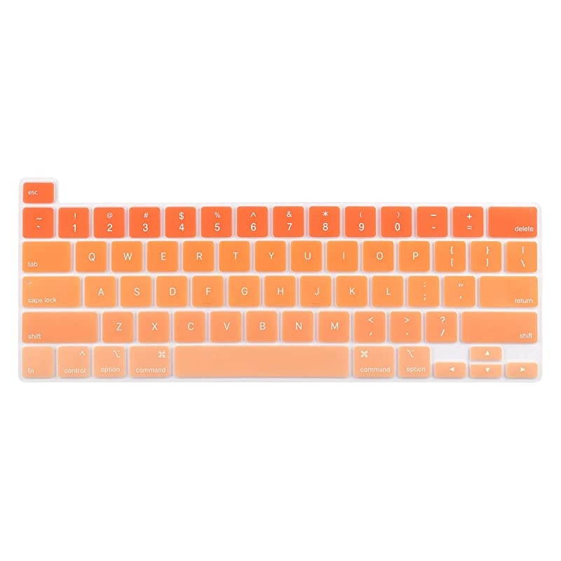 Keyboard Cover Compatible with MacBook Pro 16 inch 2019 2020 A2141 Newest MacBook Pro 13 2020 M1 A2338A2289A2251 Model Waterproof DustProof Protective Keyboard Skin Gradient Orange