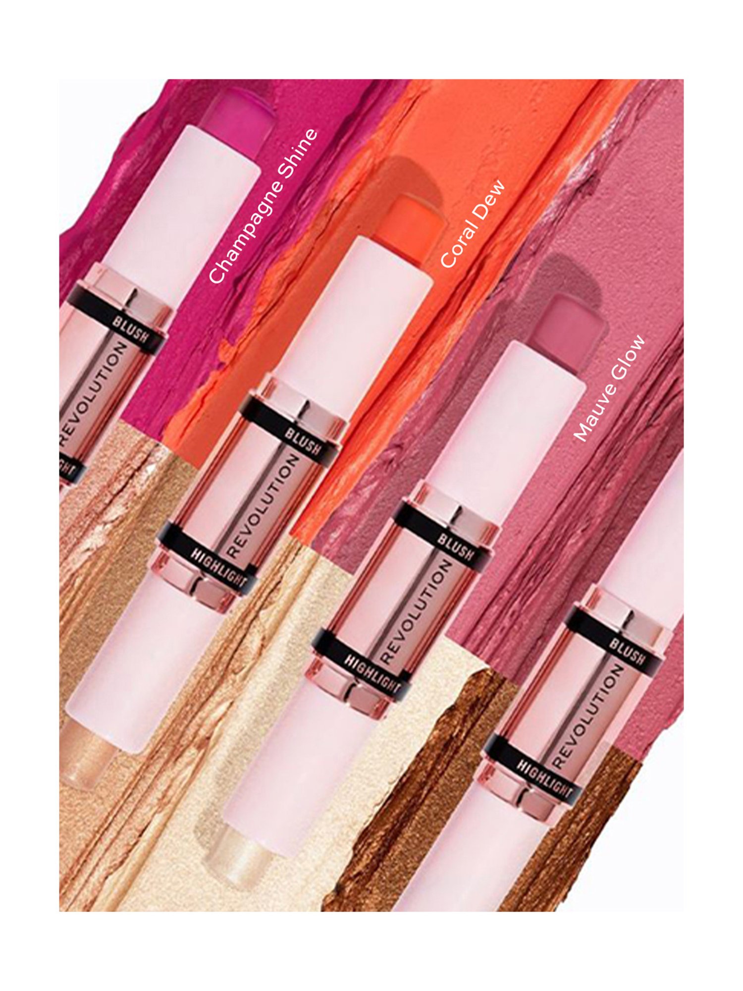 Makeup Revolution Blush & Highlight Stick Flushing Pink - 8.6 gm