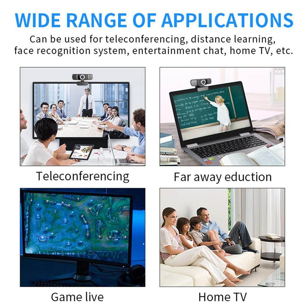 HD 1080P USB Webcam Video Recording With Dual Microphone For PC Computers Home Office Online Lessons Supplies