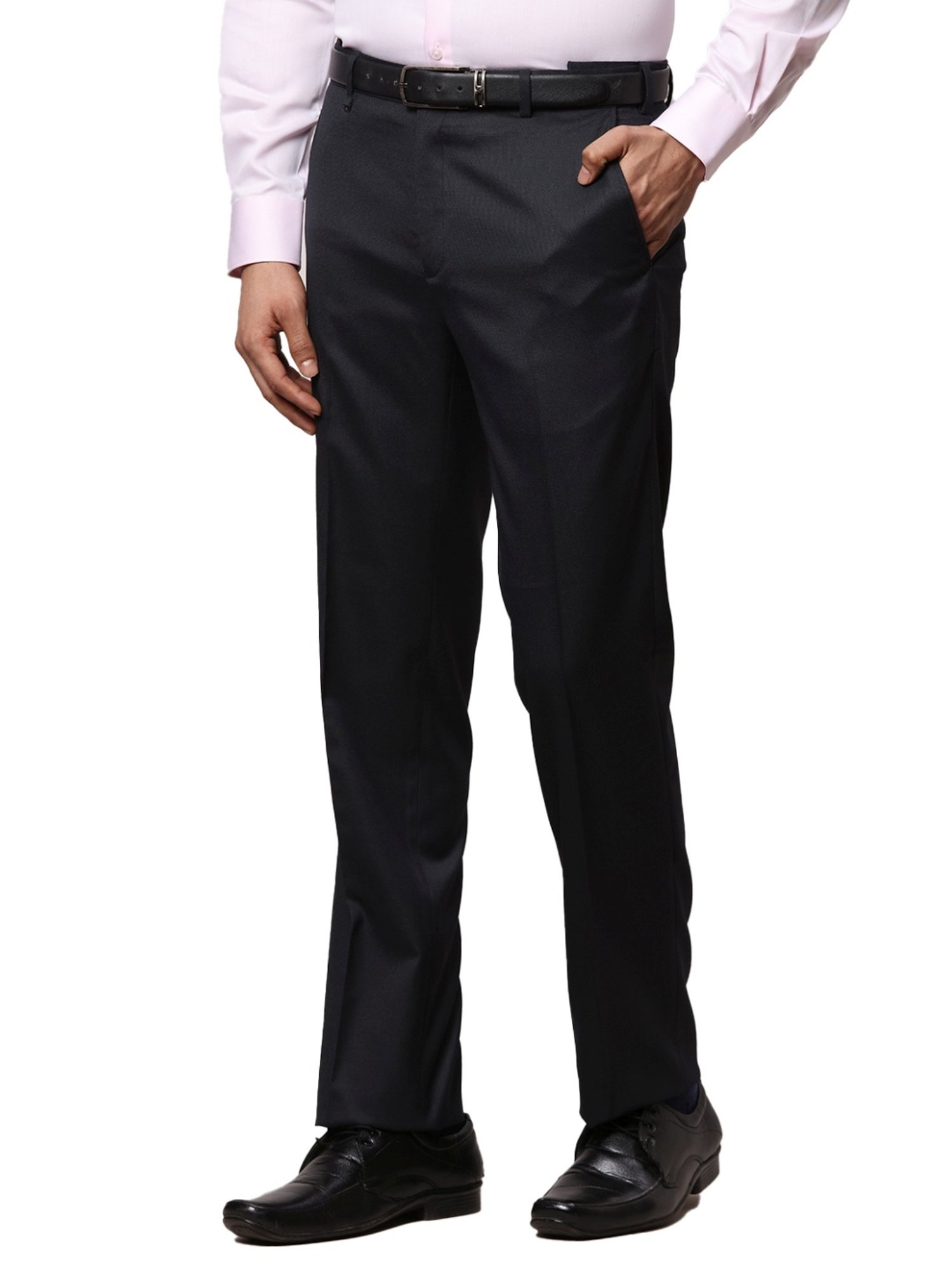 Raymond Blue Contemporary Fit Texture Trousers