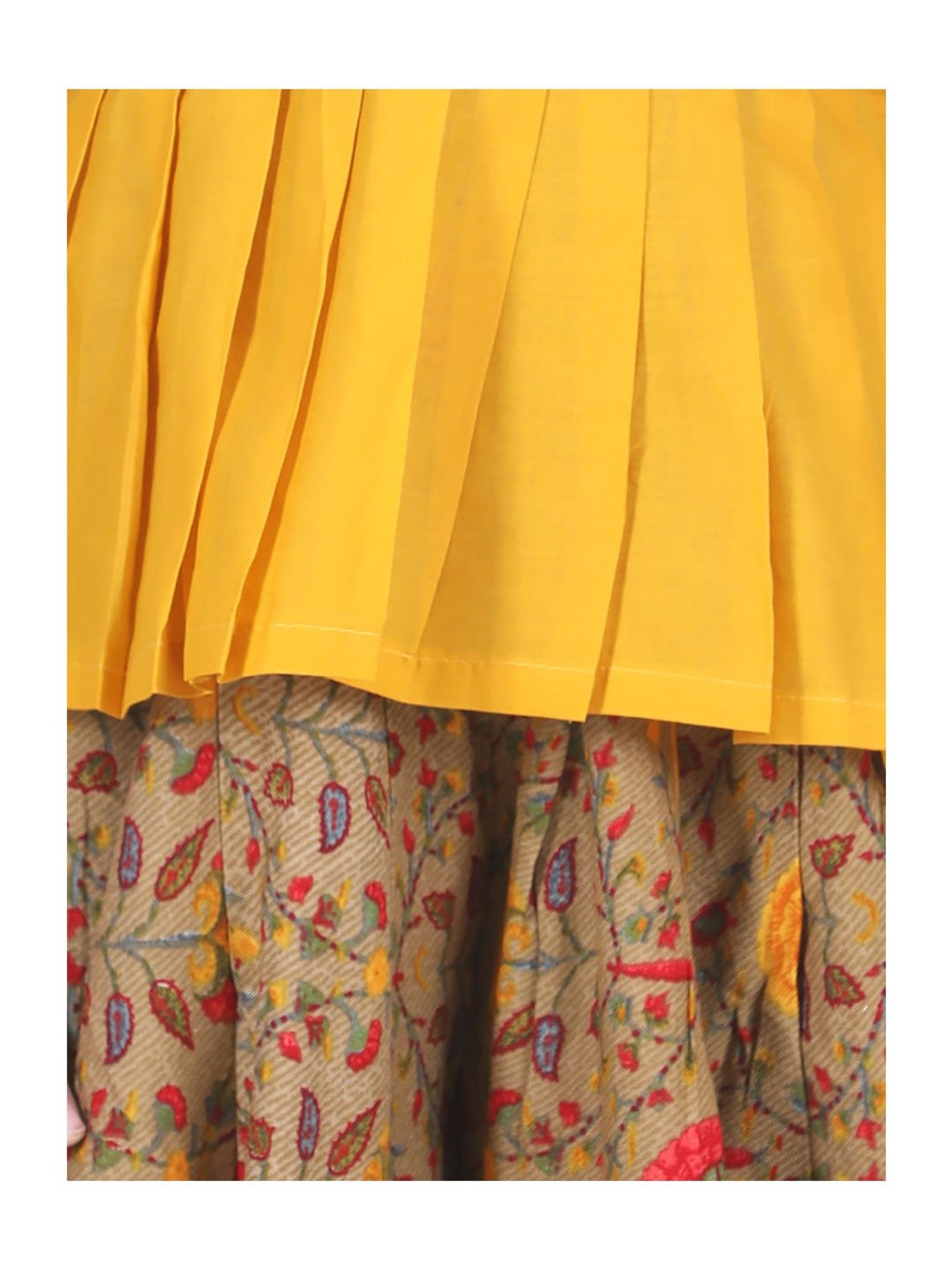 BownBee Kids Brown & Yellow Printed Kaftan with Dhoti