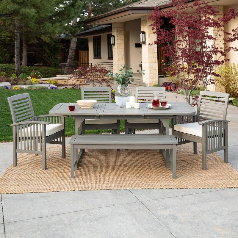 6pc Classic Outdoor Patio Dining Set Gray Wash - Saracina Home