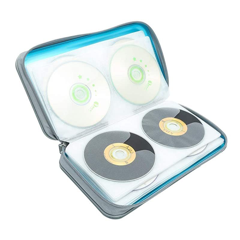 80 Capacity Heavy Duty CD/DVD Wallet Binder, Storage, Case, Bag, Holder, Booklet (Sky Blue)