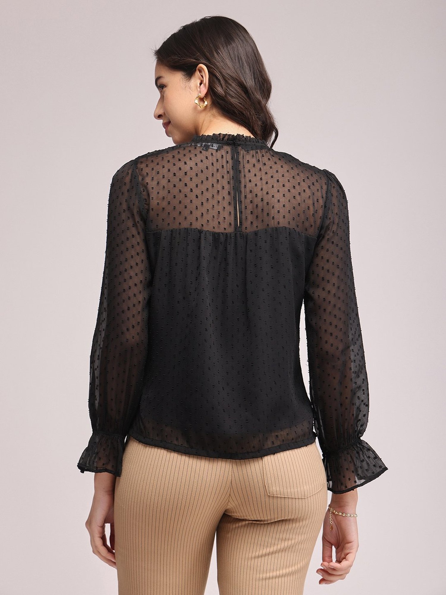 Fablestreet Black Self Design Top