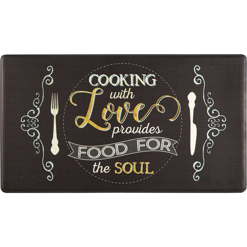 Home Dynamix 19" x 35" Kitchen Soul Calk Kitchen Mat Black/White