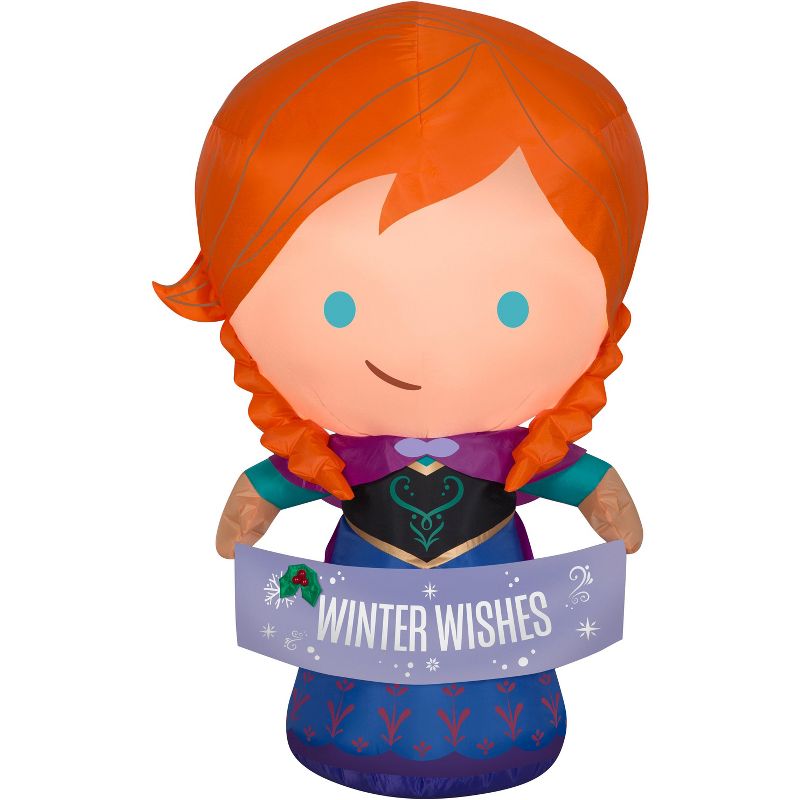 Gemmy Christmas Airblown Inflatable Mixed Media Gnome w/Curved Hat, 5 ft Tall, Multicolored