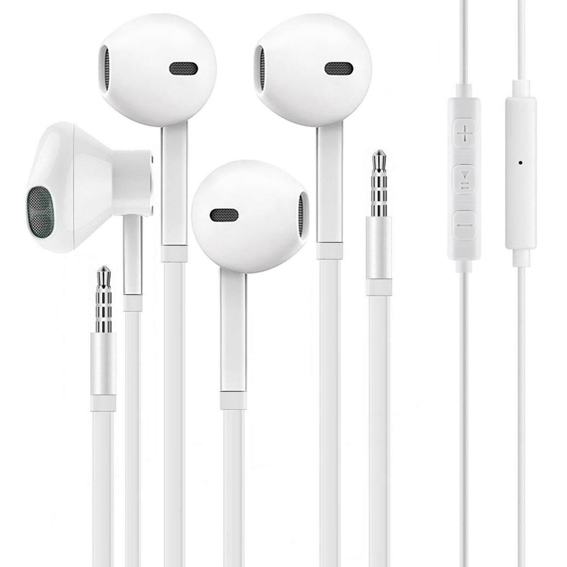 ?2 Pack? Aux Headphones Ear Phones Ear Buds/Earphones, Noise Islating, High Definition, Fits All 3.5mm Interface Stereo for Android, iOS,Phone, Pod, Pad and Mp3 Players