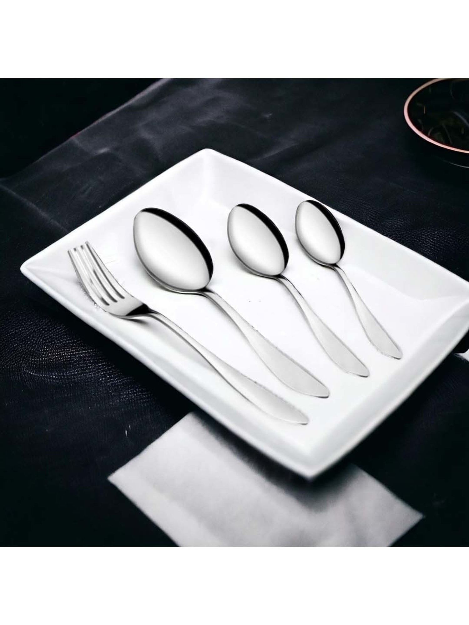 FnS Orchid Silver Stainless Steel Cutlery - Set of 24