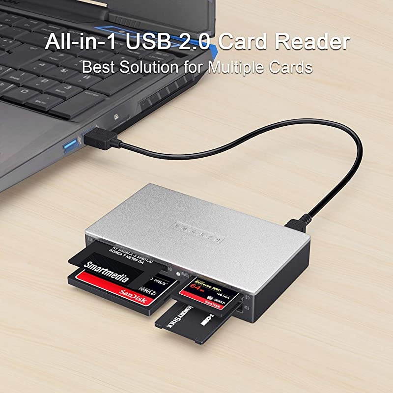Card Reader Writer Allin1 USB Universal Multi Card Adapter Slim Hub Read Smart Media xD SD SDHC SDXC UHSI MMC MS Pro Duo CF MD Camera Flash Memory Cards For Windows Mac Linux