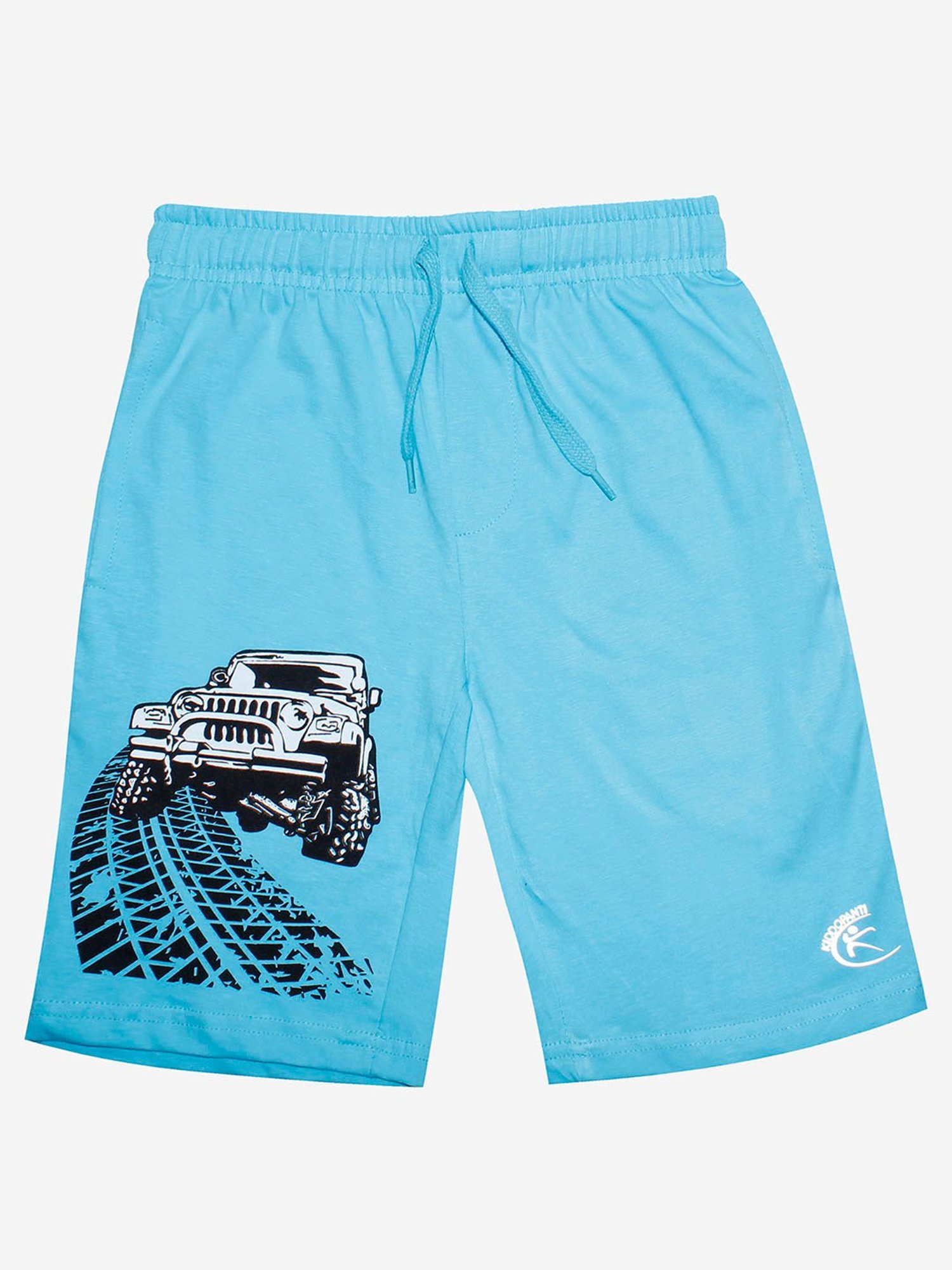 Kiddopanti Kids Sky Blue Printed Shorts