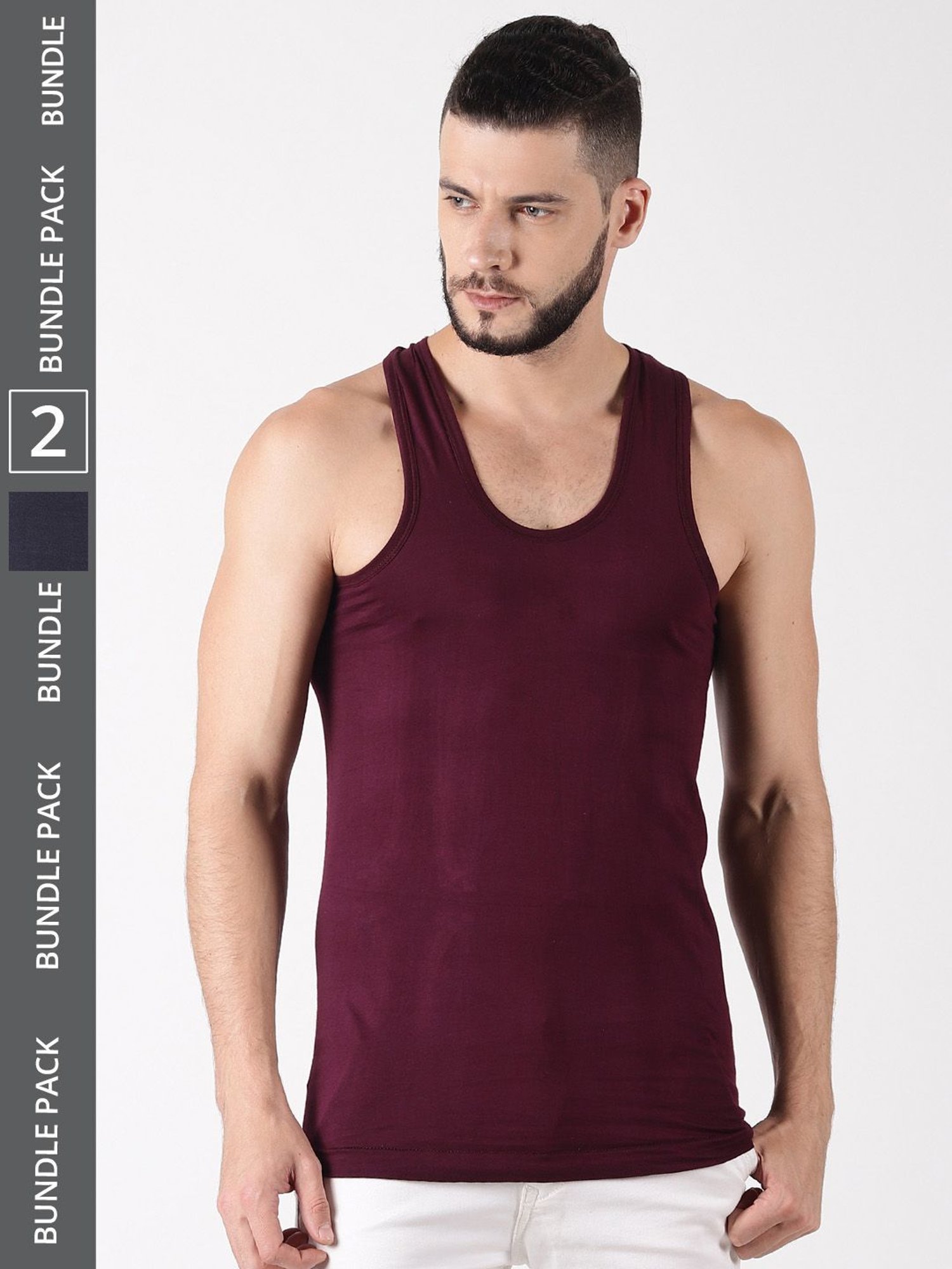 Cantabil Navy Blue Cotton Regular Fit Vest