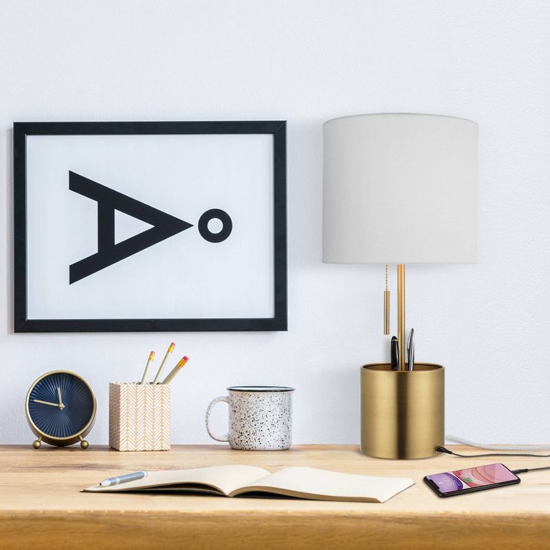 19" Pratt Table Lamp with Fabric Shade White - Globe Electric