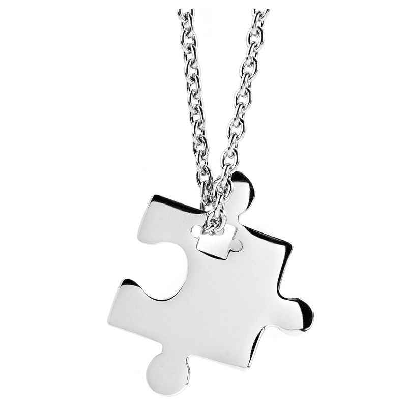 West Coast Jewelry Stainless Steel Jigsaw Puzzle Piece Pendant Necklace