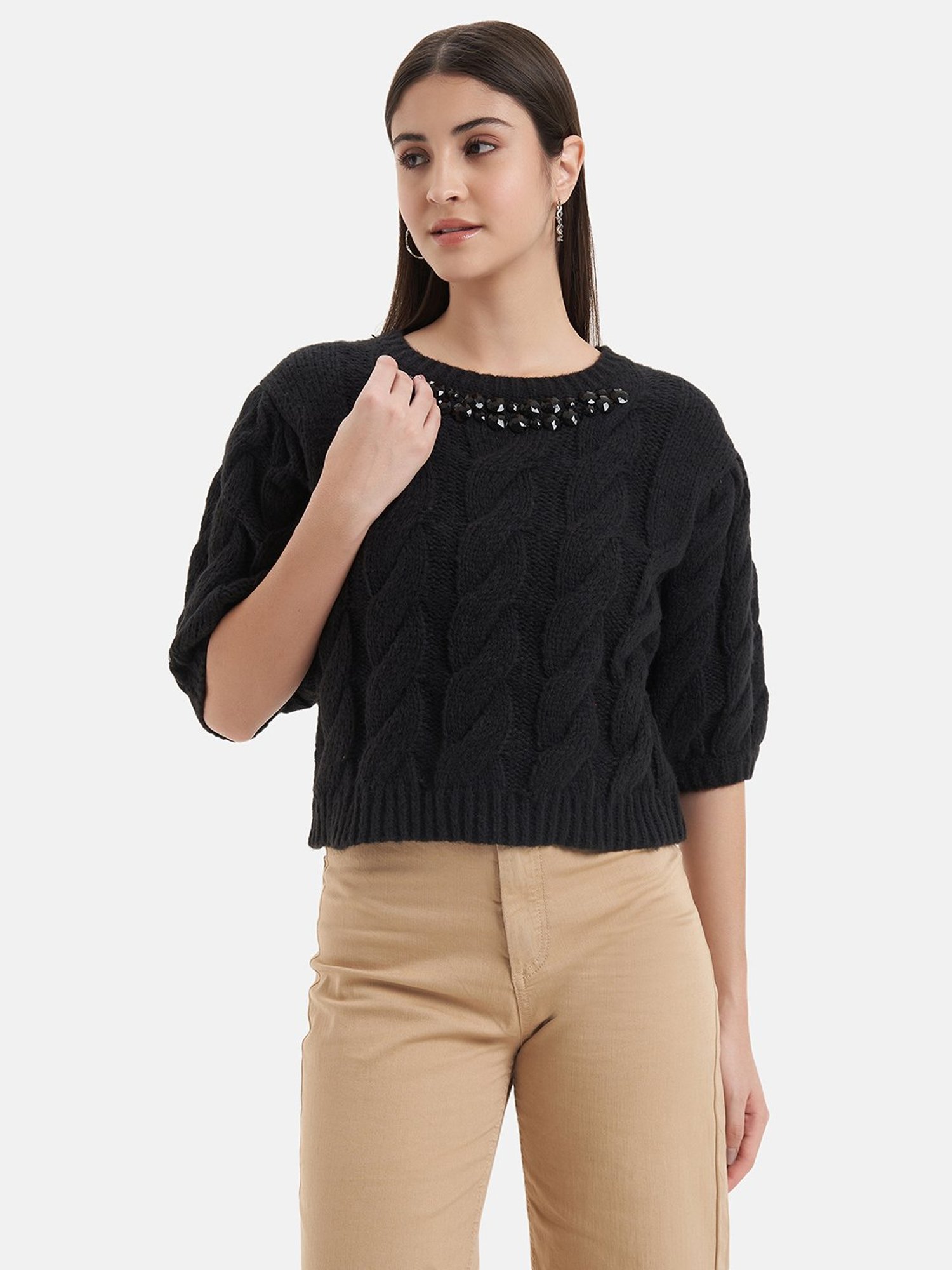 Kazo Black Embellished Sweater