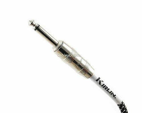20ft Kirlin 1/4" Mono Male to Male BK/WH Woven Guitar/Bass Amp Pro Audio Cable