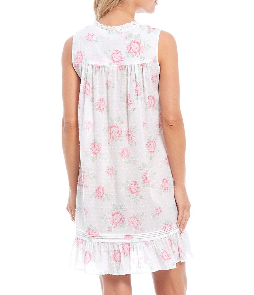 Eileen West Large Floral Print Lawn Woven Short Nightgown