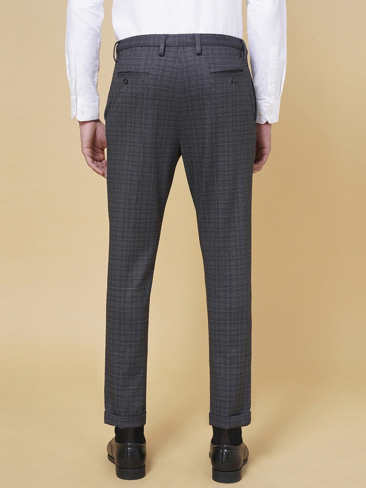 Byford by Pantaloons Grey Regular Fit Printed Trousers
