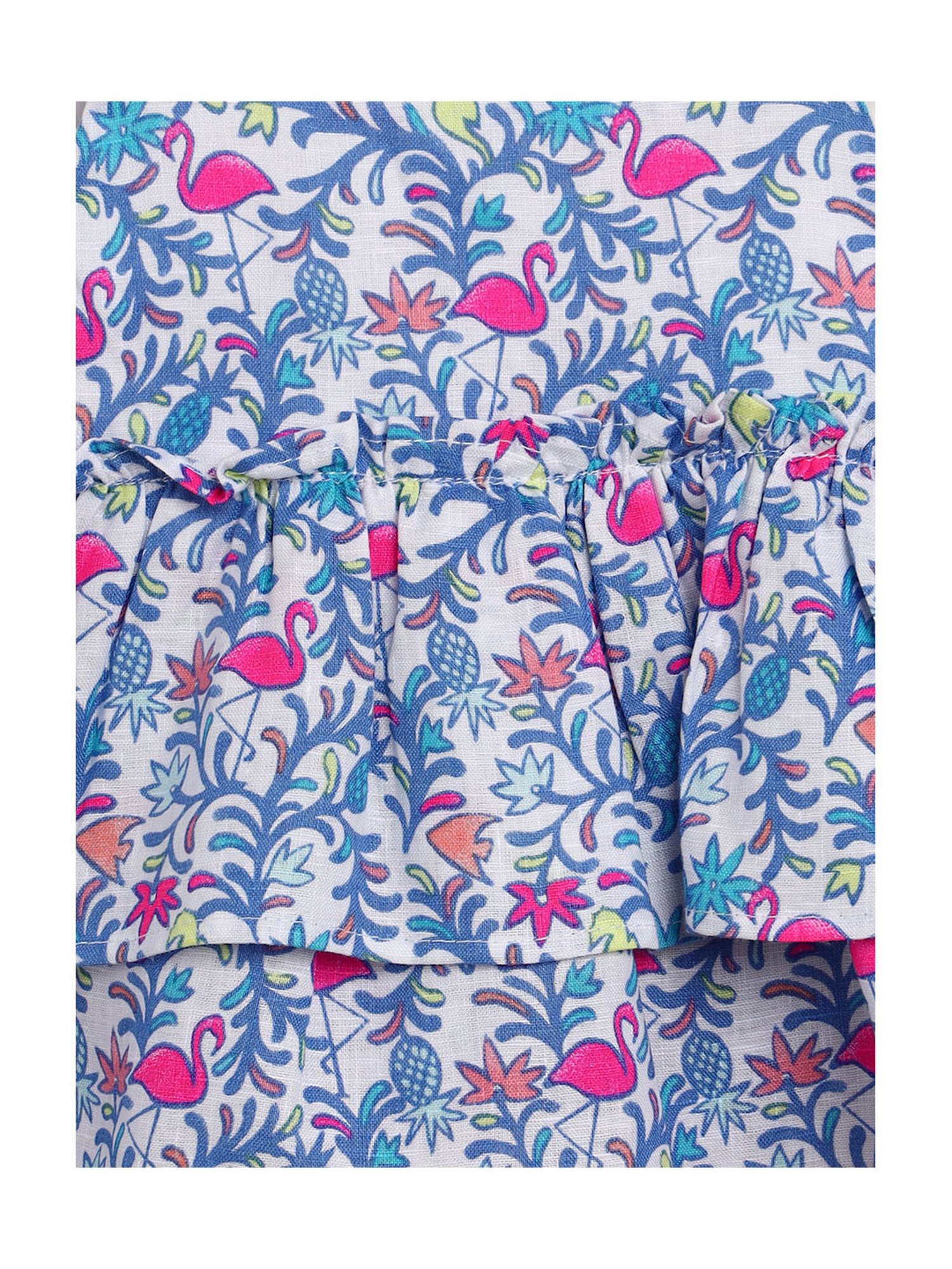 Nauti Nati Kids White & Pink Printed Top with Shorts