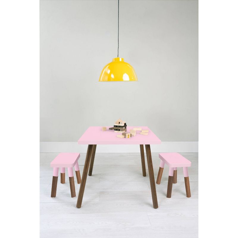 Set of 2 Peewee Wood Veneer Kids' Chairs Walnut/Pink - Nico & Yeye