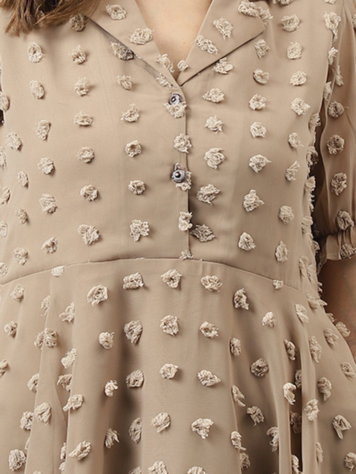 KERI PERRY Beige Self Design Top