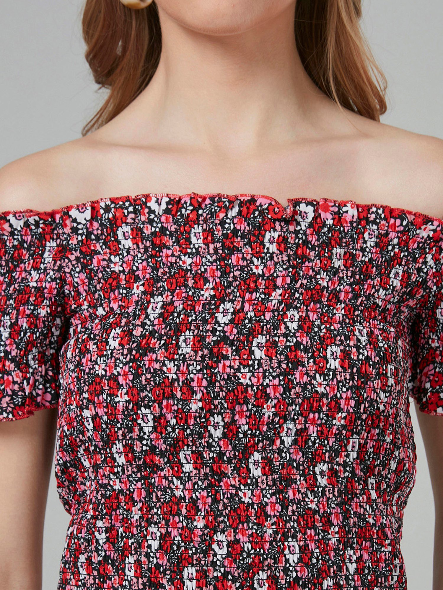 Style Quotient Multicolor Floral Print Crop Top