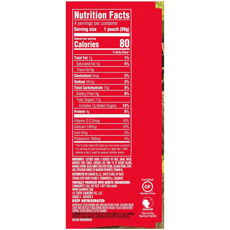 Dannon Danimals Strawberry Kids' Yogurt Pouches - 4pk/3.5oz pouches