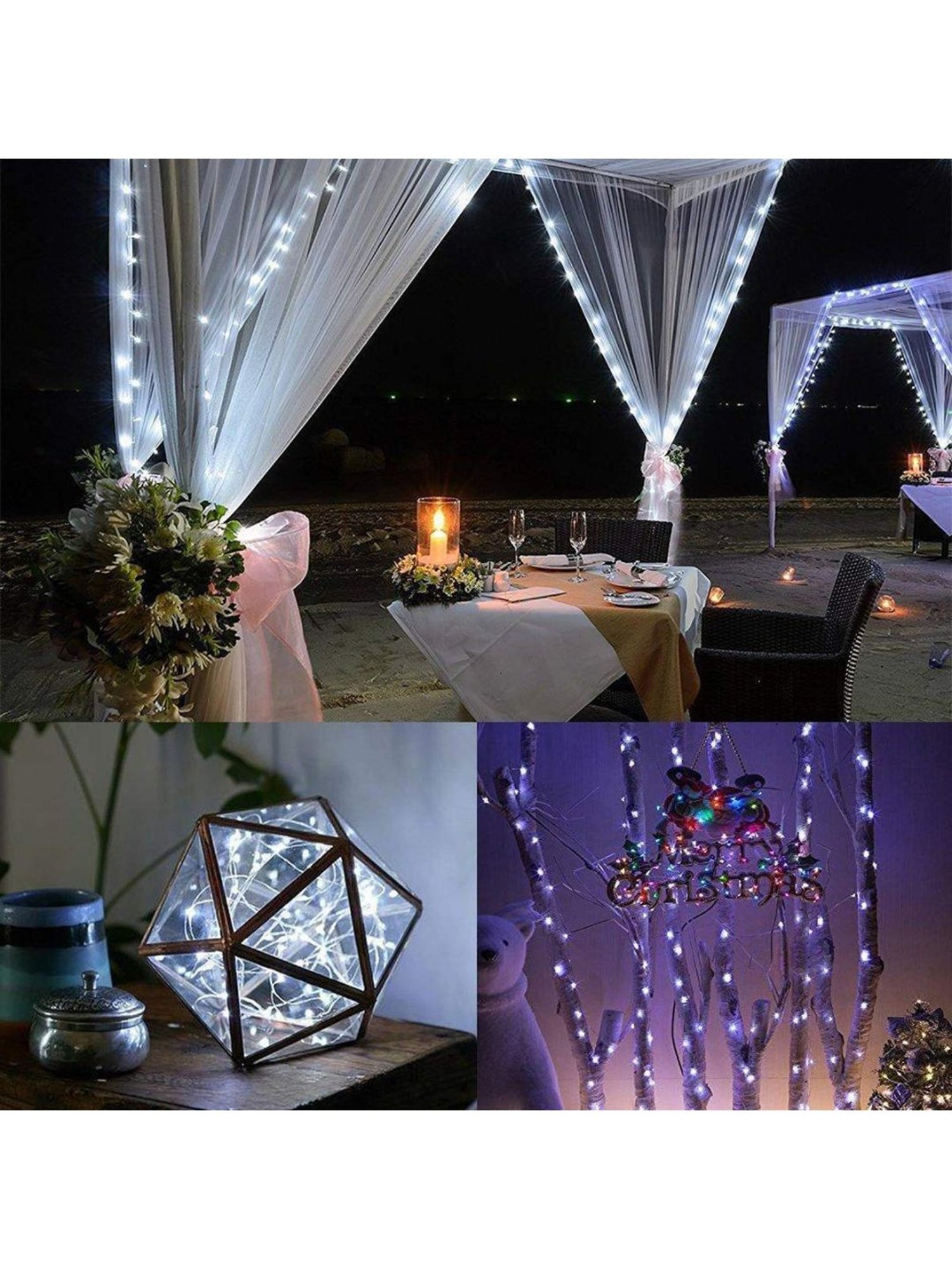 XERGY Wire LED Decoration, 8 Mode Functions Fairy String Lights with Remote (White)