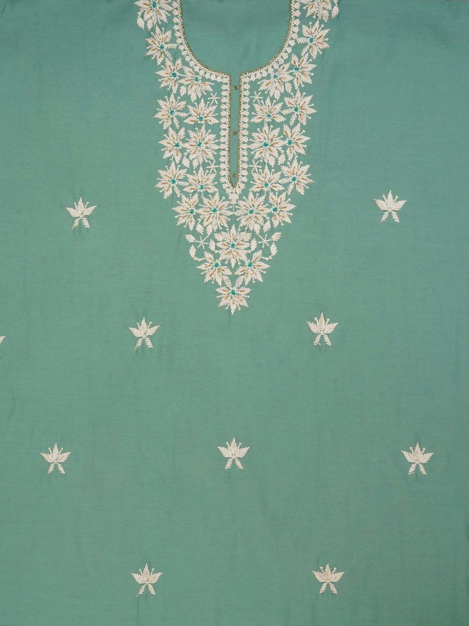 Jaipur Kurti Green Embroidered Unstitched Dress Material