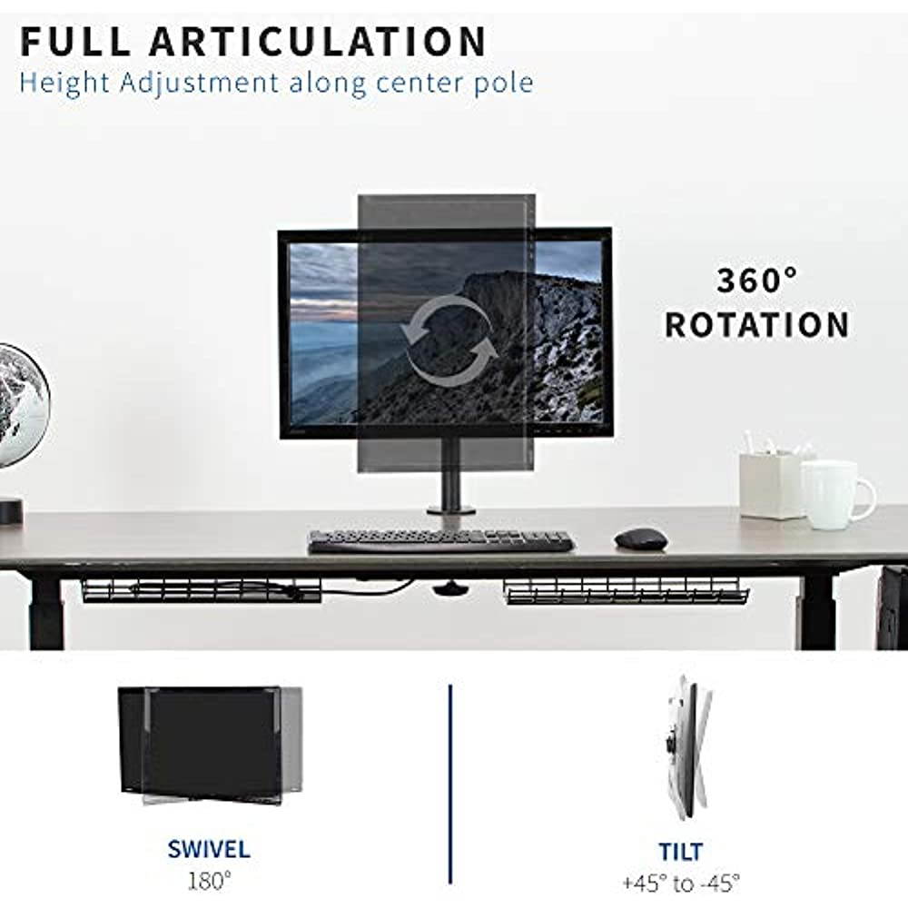 VIVO Single LCD 13" to 32" Monitor Desk Mount Stand, Fully Adjustable, Tilt, Rotation | For 1 Screen (STAND-V100B)