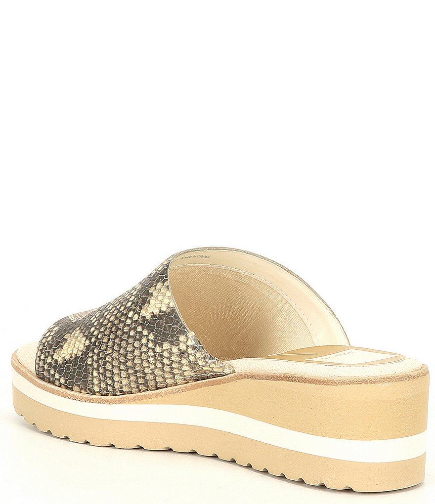 Dolce Vita Freda Snake Print Leather Wedge Sandals