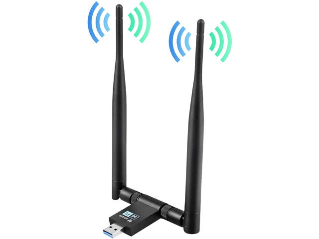 1200Mbps Wireless USB Wifi Adapter, AC1200 Dual Band 2.4GHz/300Mbps 5GHz/867Mbps wifi Lan Card,802.11 ac/a/b/g/n, High Gain Dual 5dBi Antennas Network dongle for Windows XP/7/8/10,MAC OS X