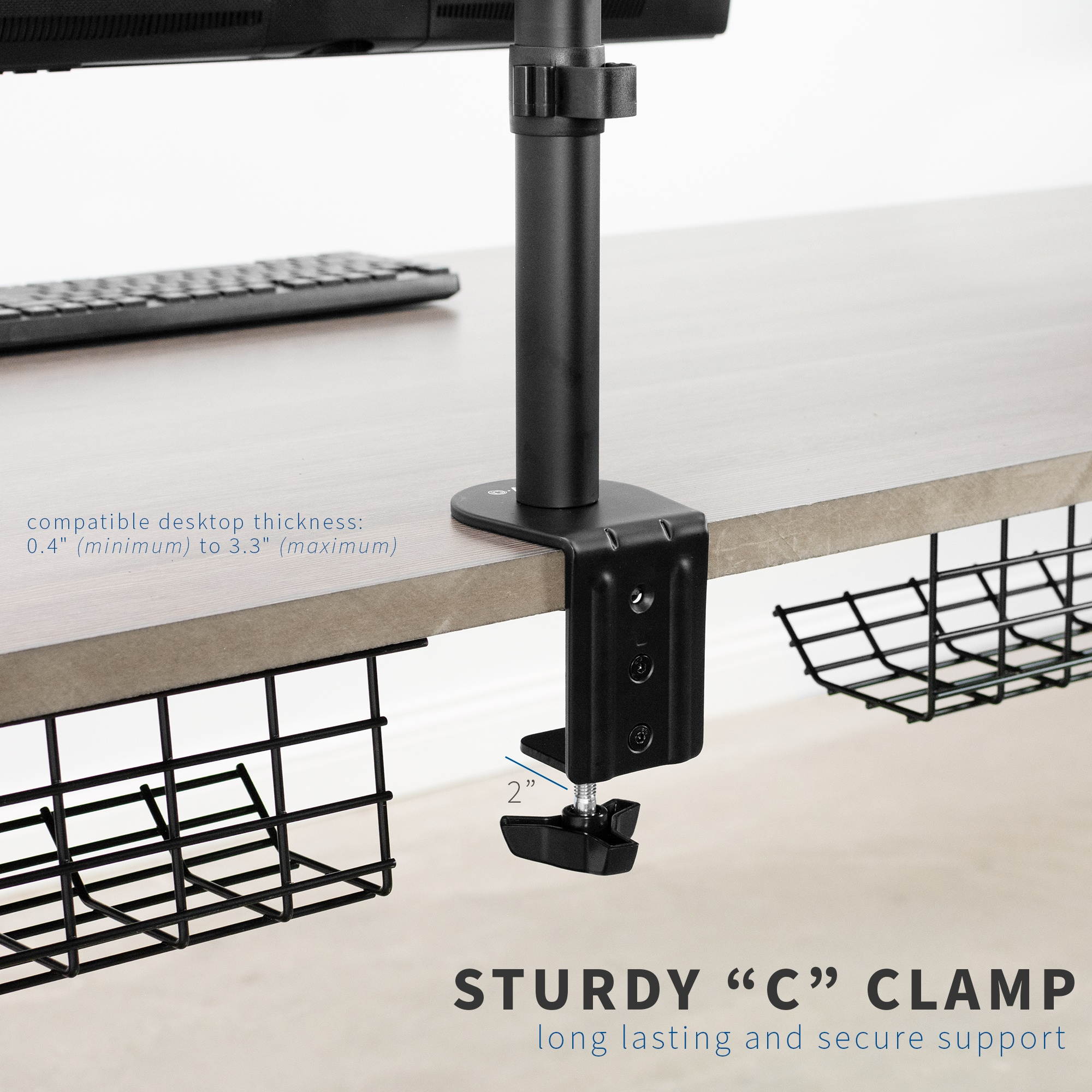 VIVO Single LCD 13" to 32" Monitor Desk Mount Stand, Fully Adjustable, Tilt, Rotation | For 1 Screen (STAND-V100B)