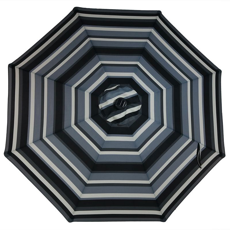 Sunnydaze Outdoor Aluminum Patio Umbrella with Solar Lights, Tilt, and Crank - 9' - Catalina Beach Stripe