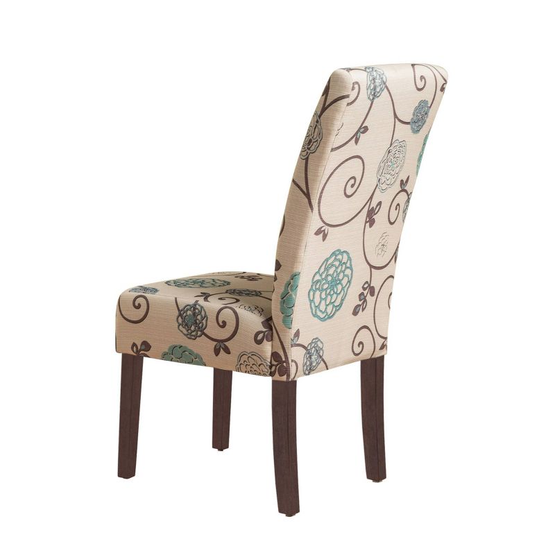 Set of 2 Pertica Contemporary Fabric Dining Chairs Light Beige with Blue Floral - Christopher Knight Home