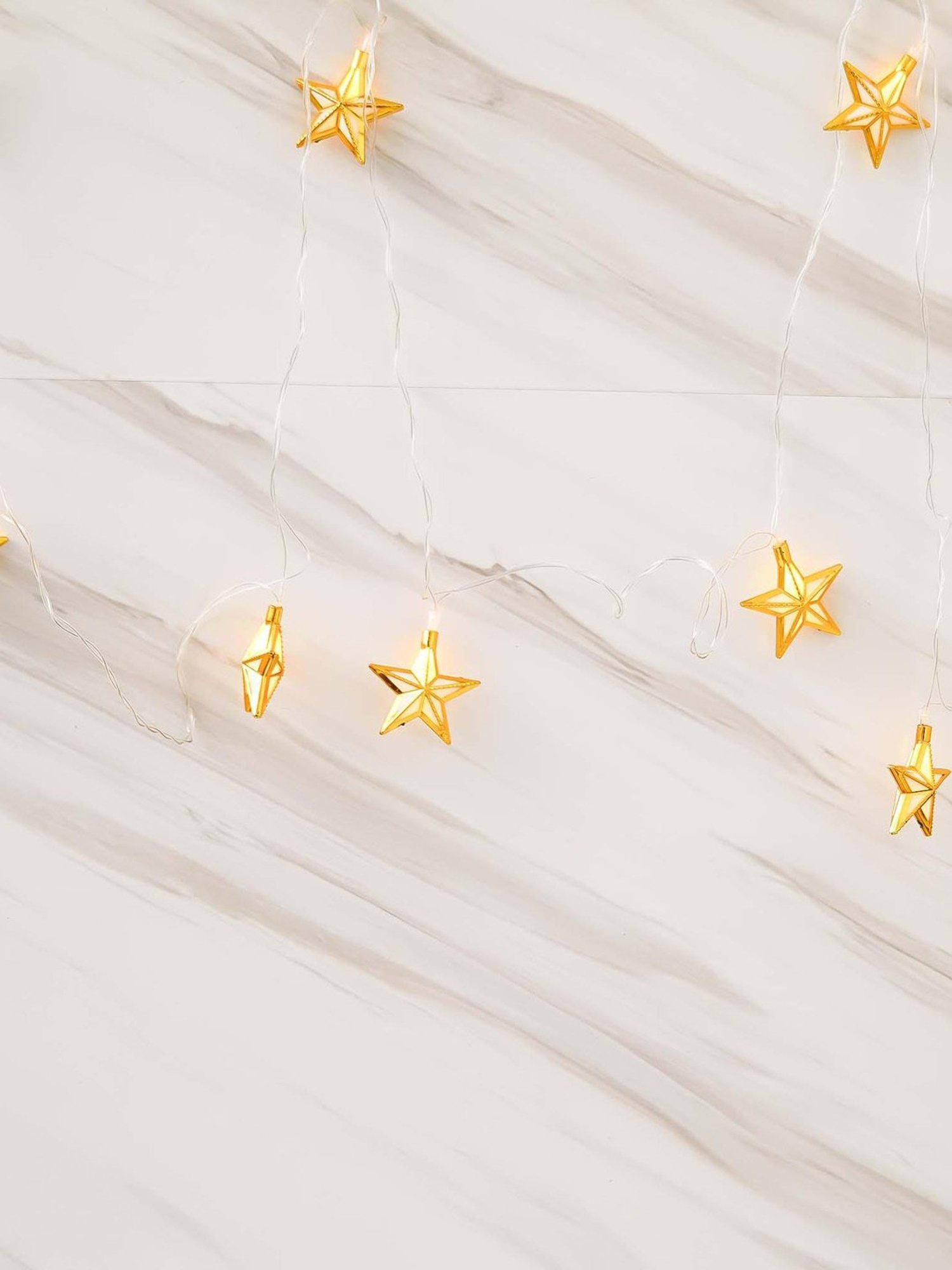 eCraftIndia Golden Small Star Shape LED Color Changing Fairy String Lights for Diwali